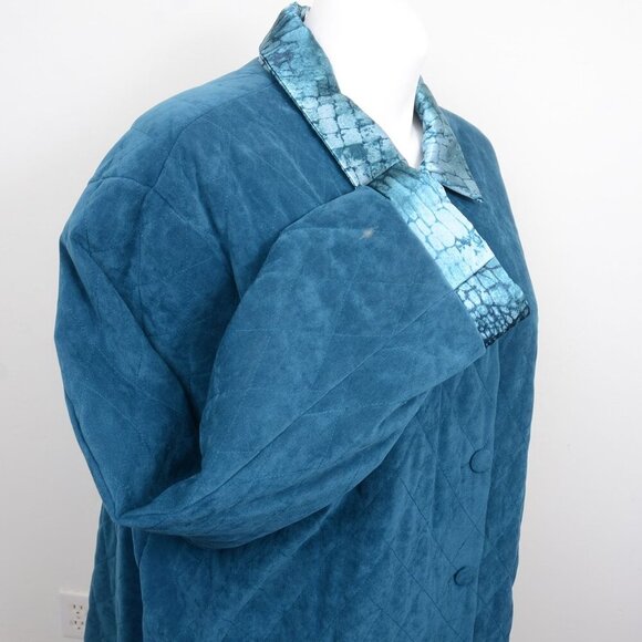 NWT Christine Thomson Modern Quilted Shirt Jacket Dark Teal Plus Size 2X - Picture 5 of 16